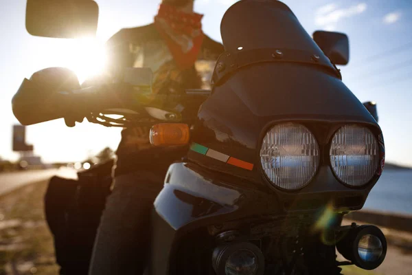 Motosiklet Far görünümü Kapat — Stok fotoğraf