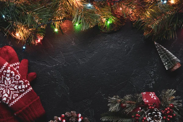 Weihnachtlicher Hintergrund. Draufsicht mit Kopierraum. — Stockfoto