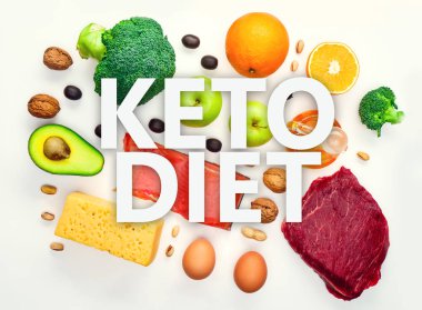 Ketogenic diyet ürünleri üzerine resim.