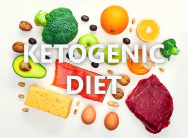 Fotoğraf ürünleri ketogenic diyet için üstüne. Ketogenic diyet için malzemeler.