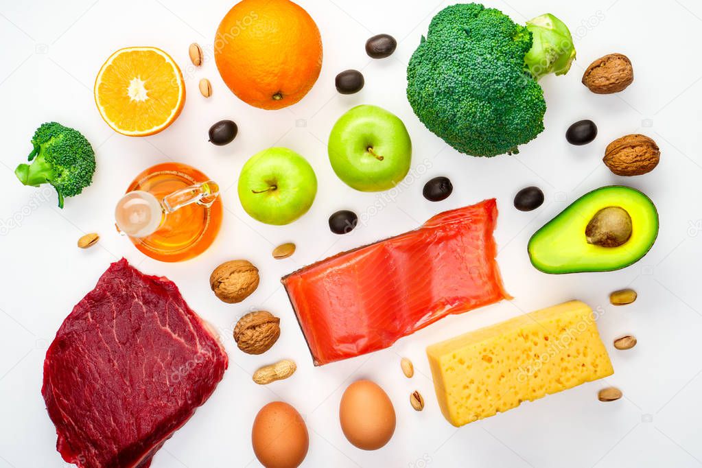 Image from above of useful products for diet