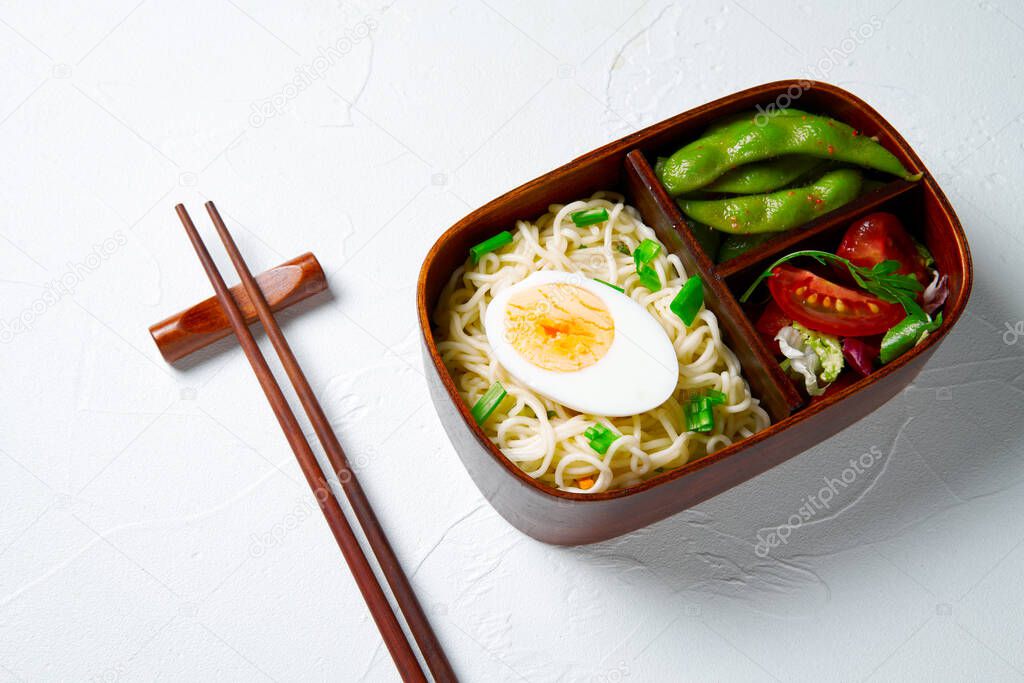 Japanese lunch bento box. Take away concept