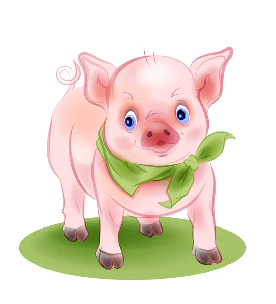 Divertido cerdito es el símbolo de 2019. Estilo de dibujos animados. Ilustración — Archivo Imágenes Vectoriales