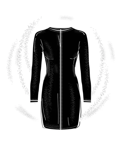 Vestido Preto Moda Roupa Moda — Vetor de Stock