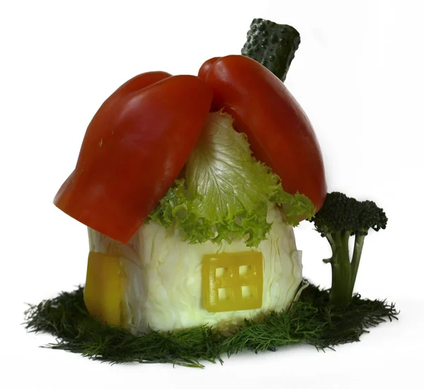 由新鲜蔬菜制成的房子 — 图库照片#