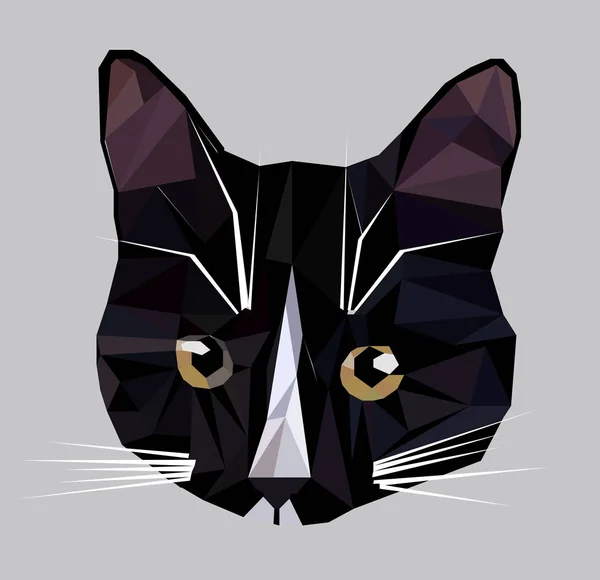 Vector illustration of low poly cat icon. — Stock Vector