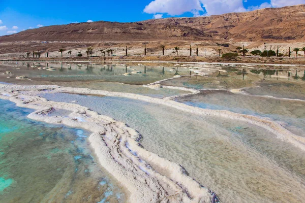 Buharlaştırılmış tuz Dead Sea, İsrail'in fantastik desenler oluşturma.