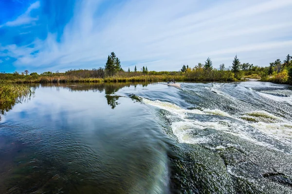 Água Espuma Rápida Pedras Lisas Rio Winnipeg Old Pinawa Dam — Fotografia de Stock