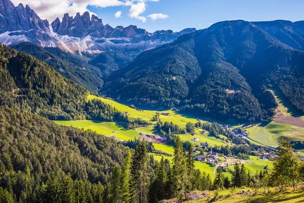 Vale Pitoresco Val Funes Dolomites Tirol Itália — Fotografia de Stock