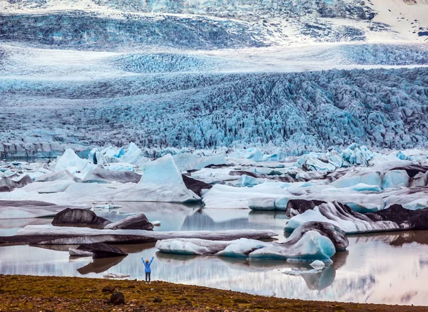 Velkou Podívanou Západ Slunce Nad Islandu Největší Ledovce Vatnajokull Koncept — Stock fotografie
