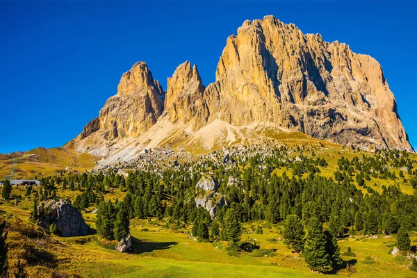 Travel South Tirol Concept Extreme Ecological Tourism Famous Sella Pass — Stock Photo, Image