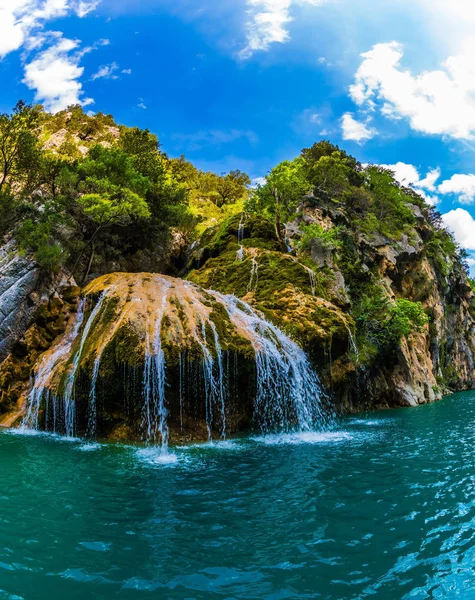 Provence Alps France Charming Little Waterfall Limestone Wall Verdon Gorge — Stock Photo, Image