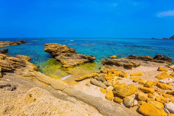 Bahar Günü Srail Antik Kenti Caesarea Liman Kalıntıları Deniz Harabeleri — Stok fotoğraf