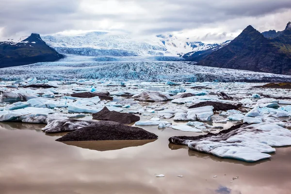 Vatnajokull Zlanda Nın Büyük Buzul Buzul Buz Lagoon Jokulsarlon Sağlar — Stok fotoğraf