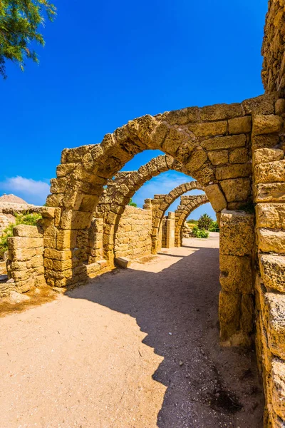 Malebné Zříceniny Starověkého Města Caesarea Izrael — Stock fotografie