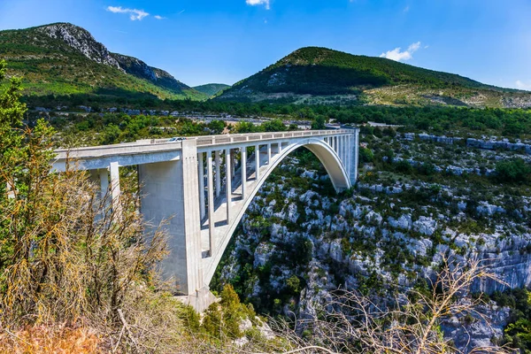 Dağ Kanyon Verdon Güney Fransa Provence Görkemli Köprüden Mercantour Park — Stok fotoğraf