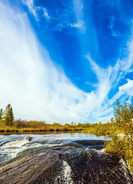 Gammal Pinawa Dam Provincial Heritage Park Vattenfall Rinna Släta Stenarna — Stockfoto