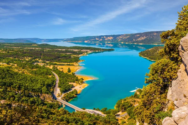 Floden Verdon Rinner Längs Ravinen Middagssolen Vattnet Floden Ljusa Azure — Stockfoto