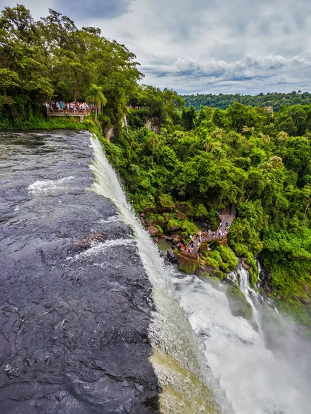 Travel Argentina Fantastic Roaring Iguazu Falls Picturesque Basaltic Ledges Form — Stock Photo, Image