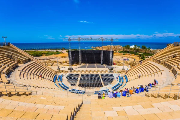 Oldest Roman Amphitheater Israel Built Tsar Herod Magnificent Scene Currently — Stock Photo, Image