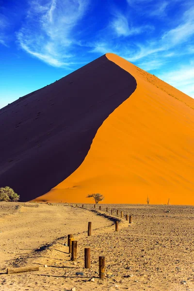 Sunset Desert Orange Purple Yellow Dunes Namib Desert Concept Extreme — Stock Photo, Image