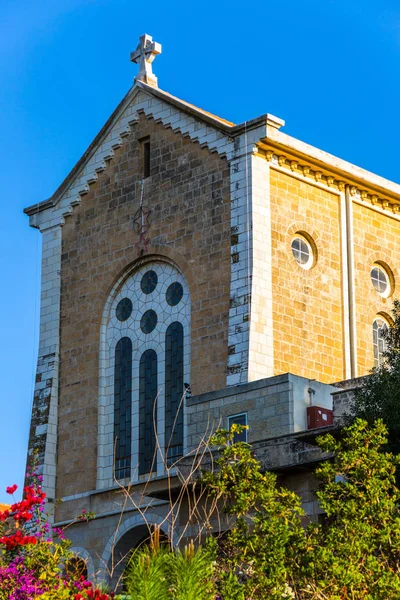 พระอาท ตกท อบอ นในเด อนธ นวาคม สราเอล โบสถ ของ Monastic — ภาพถ่ายสต็อก