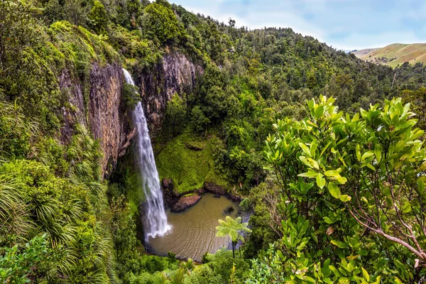 Bridalveil Caída Una Mañana Brumosa Viaje Exótico Isla Norte Nueva — Foto de Stock