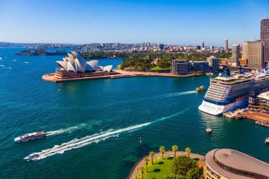 Dünyanın kenarına seyahat. Avustralya, muhteşem Sydney Harbor. Aktif ve ekolojik turizm kavramı