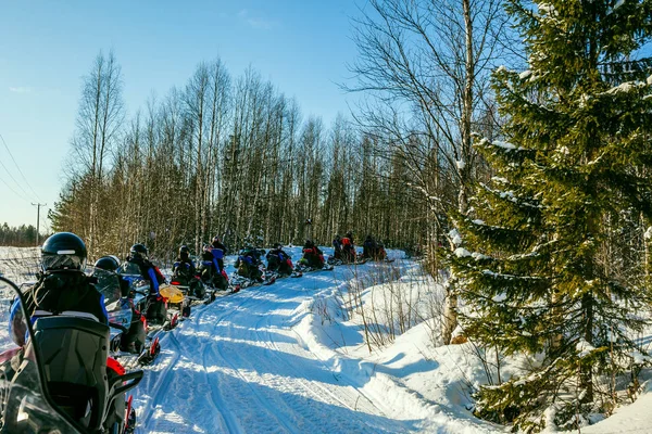 Finlândia Conto Fadas Inverno Dia Gelado Ensolarado Primeira Viagem Motos — Fotografia de Stock