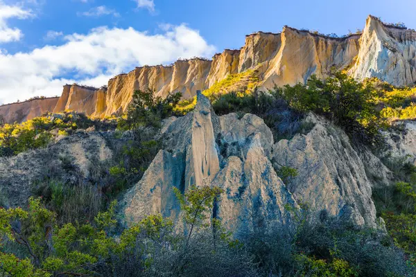 Scenic Clay Cliffs Viaje Para Nova Zelândia Magnífico Dia Verão — Fotografia de Stock