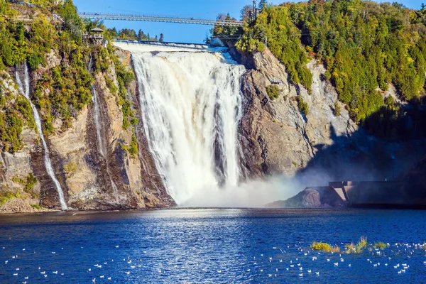 Montmorency Falls Park Close Center Old Quebec Powerful Waterfall Montmorency — Stock Photo, Image