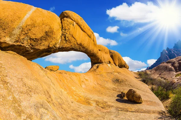 Natural Array Bald Granite Outcrops Namibia Hot African Sun Stone — Stock Photo, Image