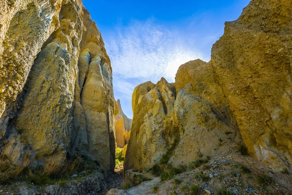 Matahari Terbenam Musim Panas Yang Indah Scenic Clay Cliffs Perjalanan — Stok Foto