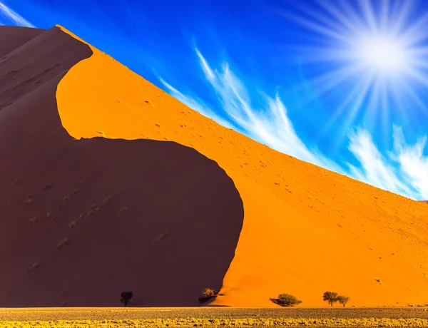 Namibia South Africa Sunset Hot Sun Namib Desert Orange Yellow — Stock Photo, Image