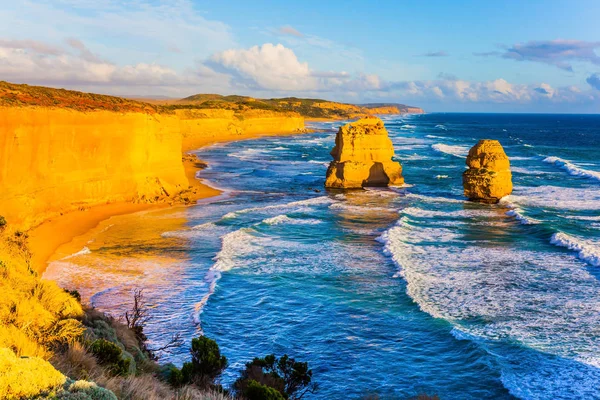Felsen Der Zwölf Apostel Bei Sonnenuntergang Grandiose Küste Australiens Das — Stockfoto