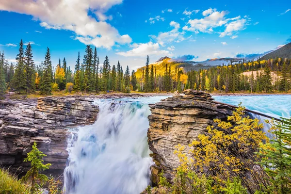 Deep Raging Falls Athabasca Concept Extreme Ecological Tourism Clear Autumn — Stock Photo, Image