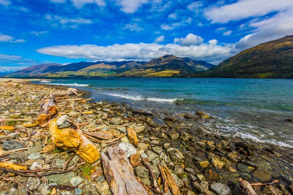 Huge Picturesque Lake Turquoise Water Exotic Journey South Island New — Stock Photo, Image