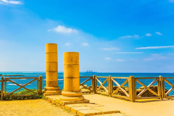 Koncept Archeologických Historických Cestovního Ruchu Malebná Část Caesarea National Park — Stock fotografie