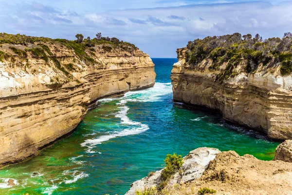 Avustralya Nın Büyük Okyanus Yolu Kıyı Kayaları Kumtaşından Oluşur Temiz — Stok fotoğraf