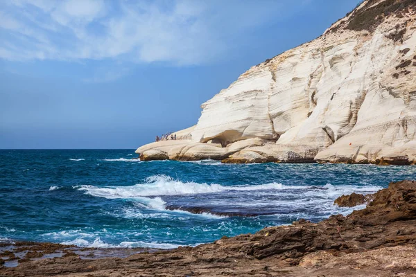 Rocks of white limestone of Rosh Ha Nikra — Stock Photo, Image