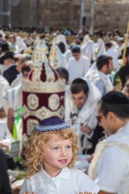 Mavi gözlü yakışıklı küçük çocuk, kafa tasma