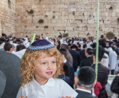 Sarışın tarafı bukleler ile küçük çocuk 