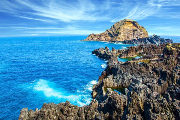 Picturesque black rocks and stones