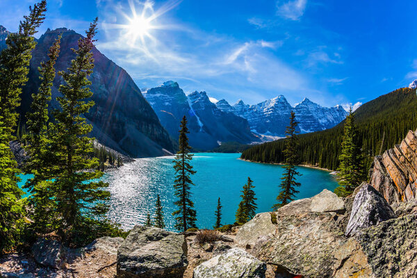 The icy water of the lake Moiraine