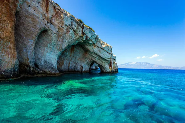 Sailing along the picturesque island coast Stock Image