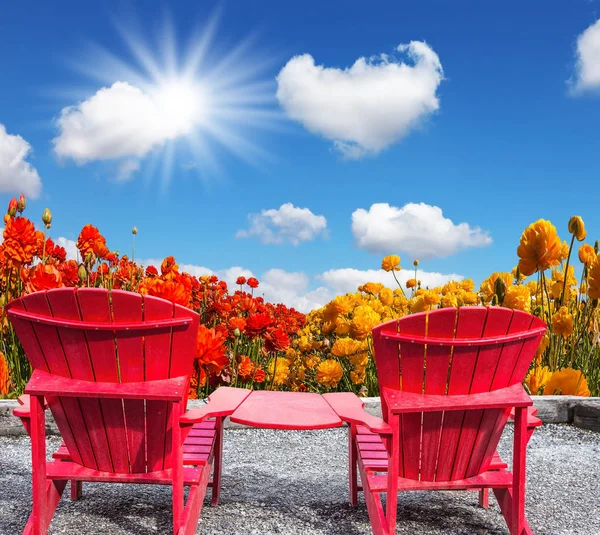 Red plastic chairs — Stock Photo, Image