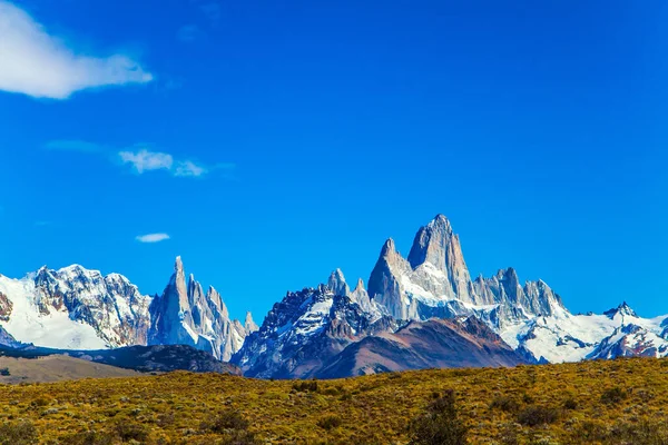 Fitzroi Chaltel Bergtop Patagonië Het Grensgebied Prachtige Bergketen Verlicht Door — Stockfoto