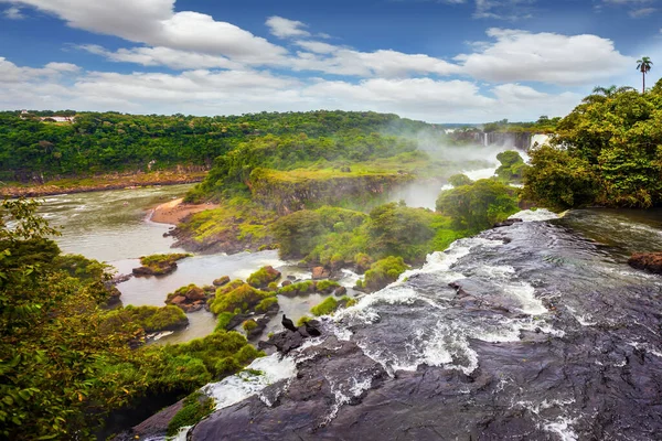 Utazás Argentínába Hatalmas Vízesések Iguazu Határán Három Ország Festői Bazaltikus — Stock Fotó