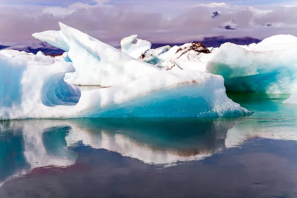 Islande Grand Lagon Glaciaire Jokulsaurloun Glace Est Couverte Cendres Volcaniques — Photo