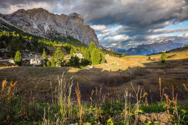 Majestic Alps Picturesque Valley Mountains Falzarego Pass Located Dolomites Concept — Stock Photo, Image